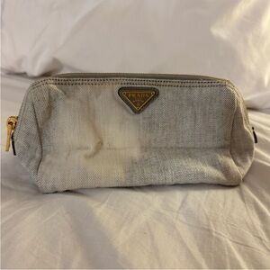 Authentic Prada Denim Canvas Cosmetic Pouch Bag